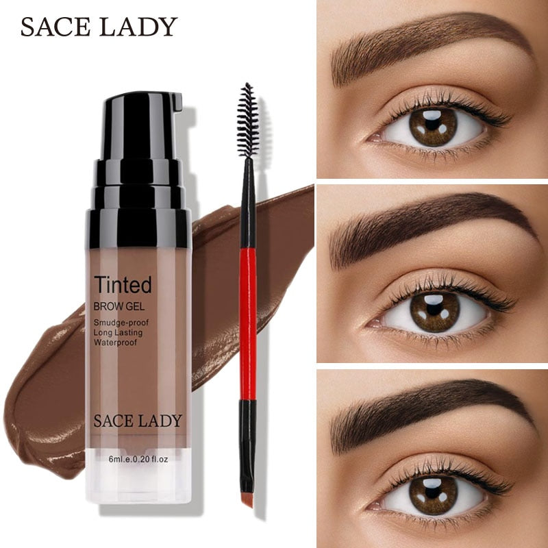 SACE LADY Liquid Eyebrow Cream Long Lasting Waterproof Tint Makeup Brush Set 6 Colors Eye Brow Dye Cream Make Up Paint Cosmetic